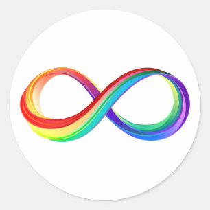 Layered Rainbow Infinity Symbol Runder Aufkleber