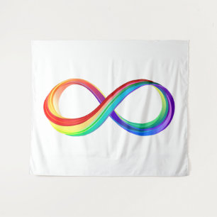 Layered Rainbow Infinity Symbol Wandteppich