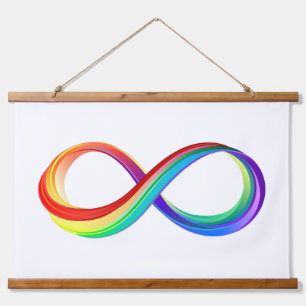 Layered Rainbow Infinity Symbol Wandteppich Mit Holzrahmen
