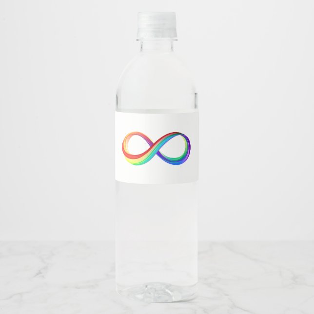 Layered Rainbow Infinity Symbol Wasserflaschenetikett (Vorderseite)