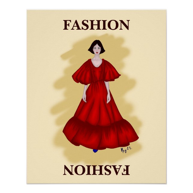 Layered Red Gown with Dreamlike Fashion Mood Poster (Vorderseite)