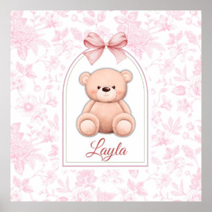 Layla   Benutzerdefiniertes rosa Teddy-Bär-Kinderz Poster