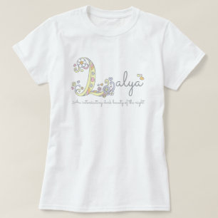 Layla Girls Name bedeutet L monogram Herz T-Shirt