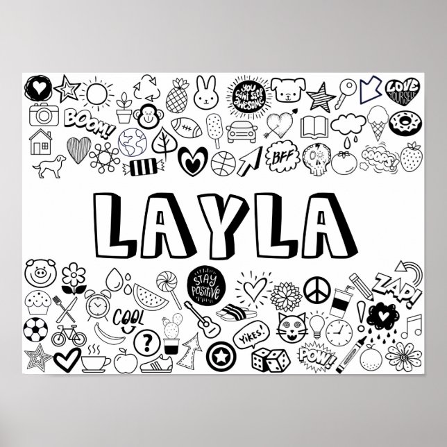 "LAYLA"-Kontur-Design Poster (Vorne)