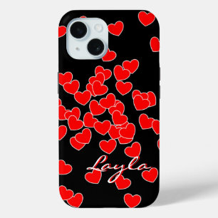 Layla - Textvorlage, blinkende rote Herzen auf Sch Case-Mate iPhone Hülle