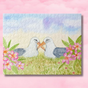Laysan-Albatros mit rosa Plumeria Puzzle