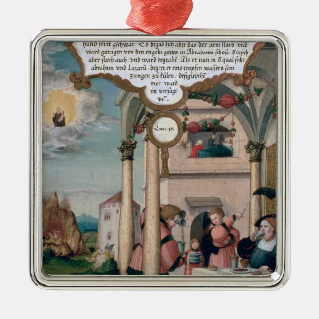 Lazarus und die Tabelle des reichen Mannes Silbernes Ornament (Vorne)