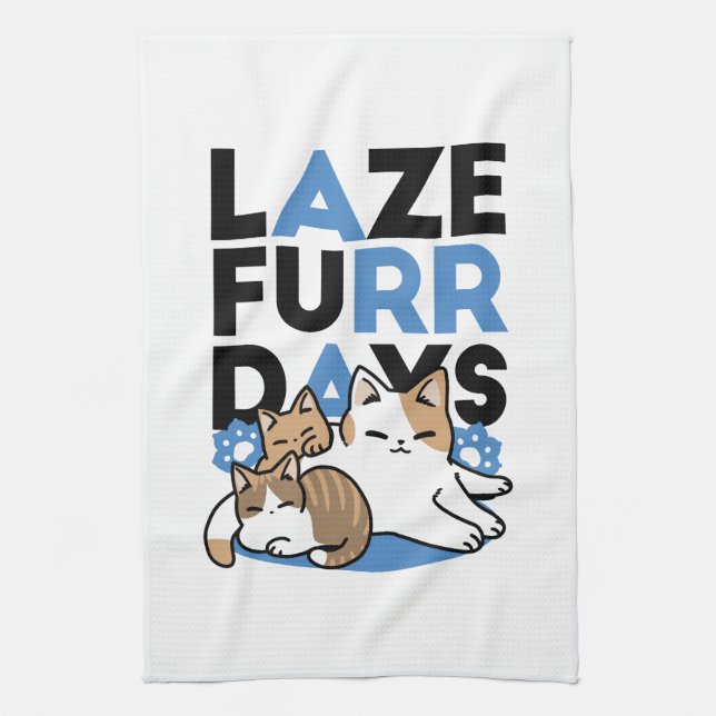 Laze Furdays - Niedliche Lazy Cats Design Geschirrtuch (Vertikal)