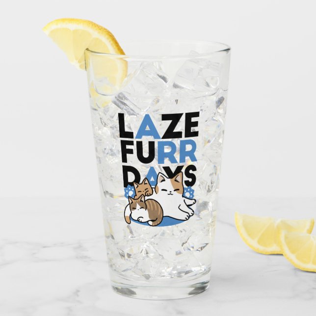 Laze Furdays - Niedliche Lazy Cats Design Glas (Vorderseite Ice)