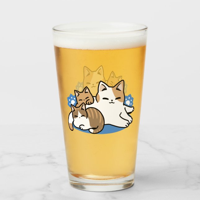 Laze Furdays - Niedliche Lazy Cats Design Glas (Vorne (Gefüllt))