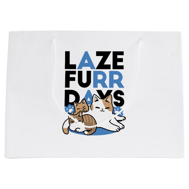 Laze Furdays - Niedliche Lazy Cats Design Große Geschenktüte (Vorderseite)