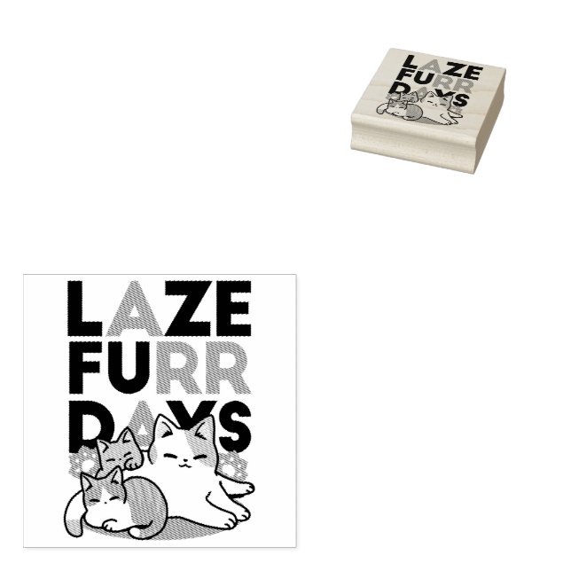 Laze Furdays - Niedliche Lazy Cats Design Gummistempel (Stempel)