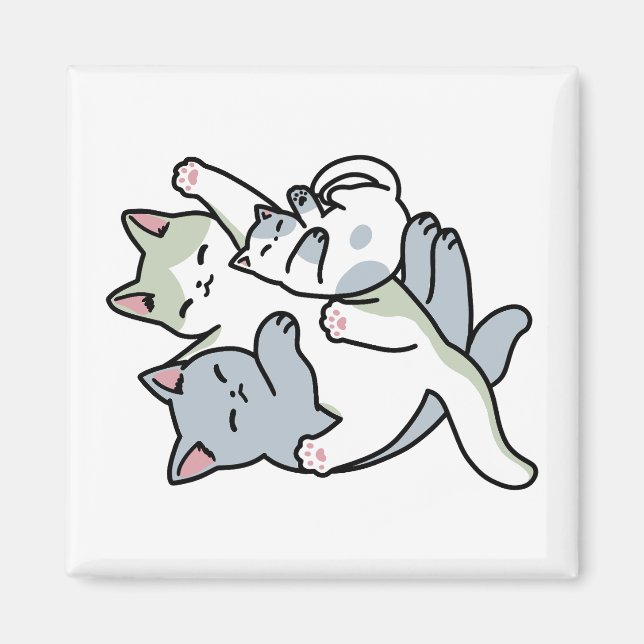 Laze Furdays - Niedliche Lazy Cats Design Magnet (Vorne)