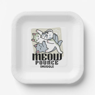 Laze Furdays - Niedliche Lazy Cats Design Pappteller