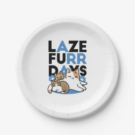 Laze Furdays - Niedliche Lazy Cats Design Pappteller