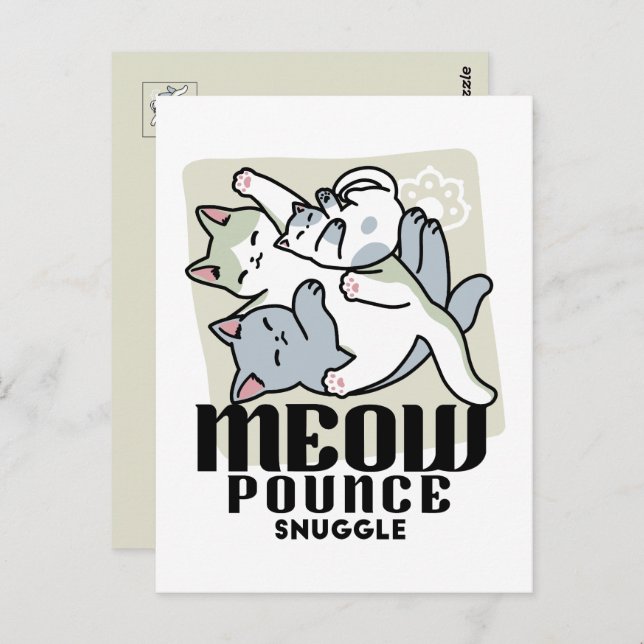 Laze Furdays - Niedliche Lazy Cats Design Postkarte (Vorne/Hinten)