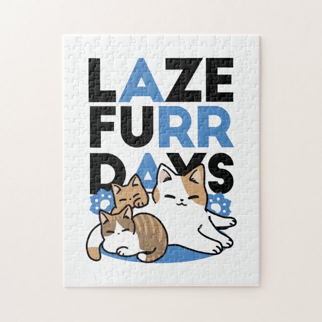 Laze Furdays - Niedliche Lazy Cats Design Puzzle (Vertikal)