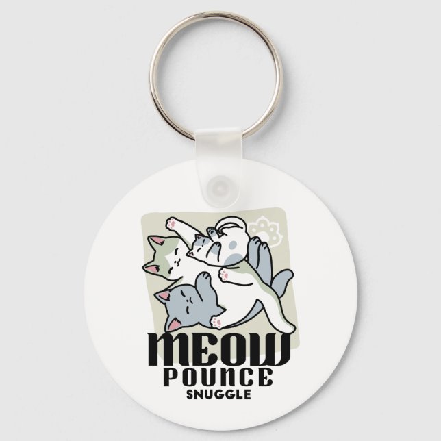 Laze Furdays - Niedliche Lazy Cats Design Schlüsselanhänger (Vorderseite)