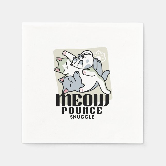 Laze Furdays - Niedliche Lazy Cats Design Serviette (Vorderseite)