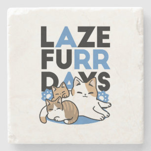 Laze Furdays - Niedliche Lazy Cats Design Steinuntersetzer