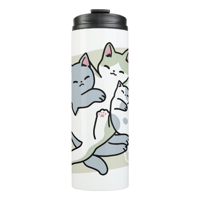 Laze Furdays - Niedliche Lazy Cats Design Thermosbecher (Vorderseite)