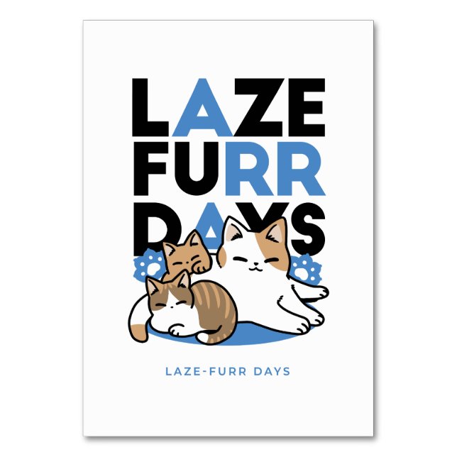 Laze Furdays - Niedliche Lazy Cats Design Tischnummer (Vorderseite)