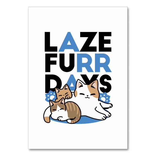 Laze Furdays - Niedliche Lazy Cats Design Tischnummer (Vorderseite)
