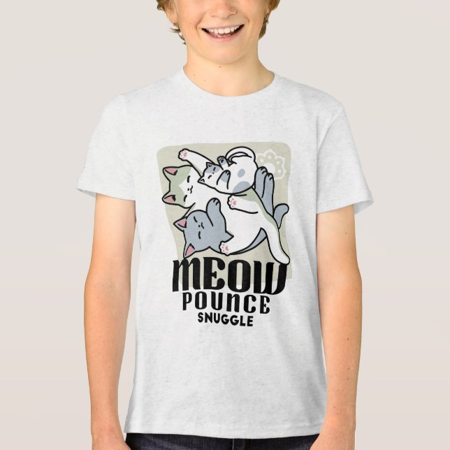 Laze Furdays - Niedliche Lazy Cats Design Tri-Blend Shirt (Vorderseite)