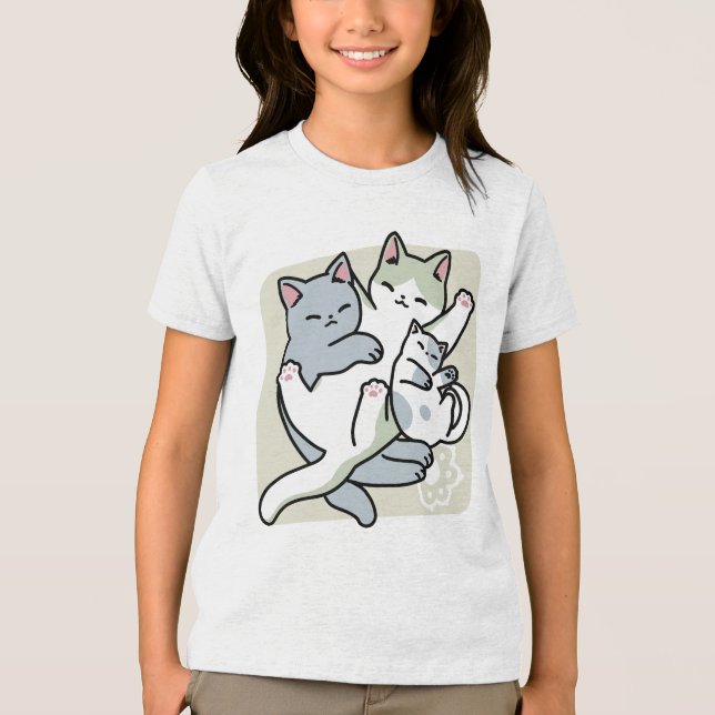 Laze Furdays - Niedliche Lazy Cats Design Tri-Blend Shirt (Vorderseite)