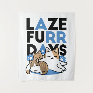 Laze Furdays - Niedliche Lazy Cats Design Wandteppich