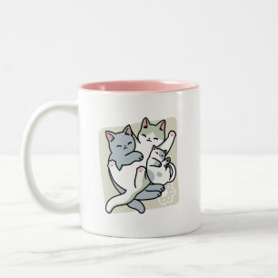 Laze Furdays - Niedliche Lazy Cats Design Zweifarbige Tasse