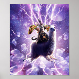 Lazer Warrior Space Cat Reitsport Lama mit Taco Poster
