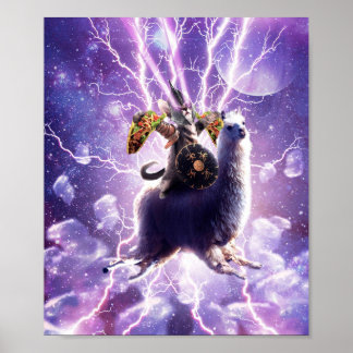 Lazer Warrior Space Cat Reitsport Lama mit Taco Poster