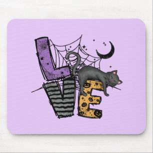 Lazy Black Cat im Spider Web mit Liebe Mousepad