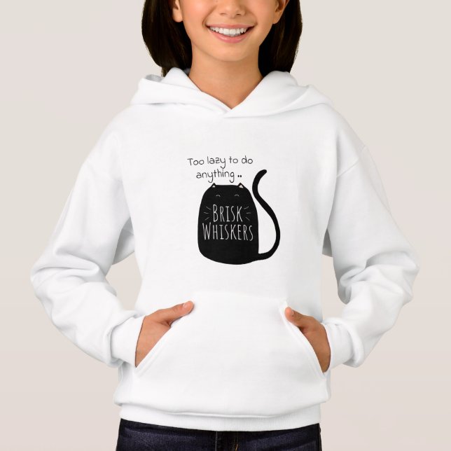  Lazy black cat T-Shirt Hoodie (Vorderseite)