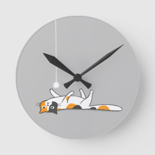 Lazy Calico Cat   Niedlich Kitty Cat Lover Runde Wanduhr
