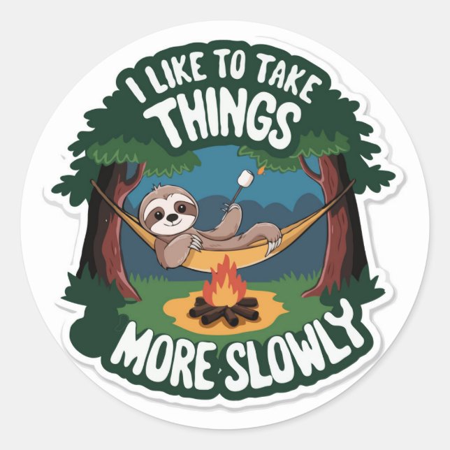 Lazy Campfire Sloth Sticker | Funny Outdoor (Vorderseite)
