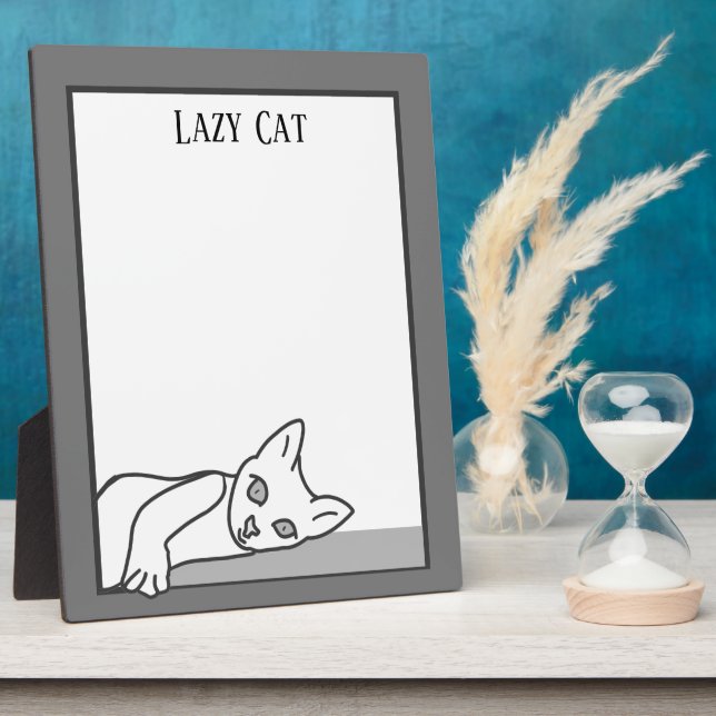 Lazy Cat Art Personalisiert Novelty Cat Fotoplatte (Seite)