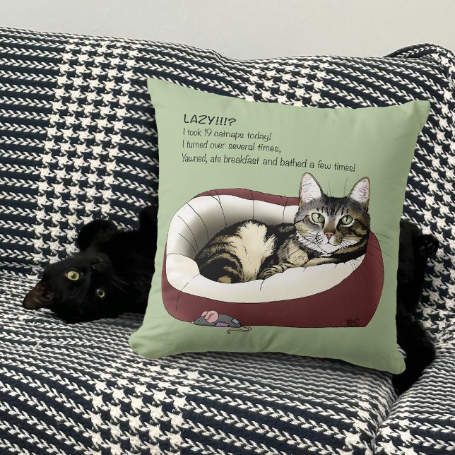 Lazy Cat Bed Green Funny Kissen (Von Creator hochgeladen)