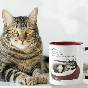 Lazy Cat Bed Green Funny Tasse