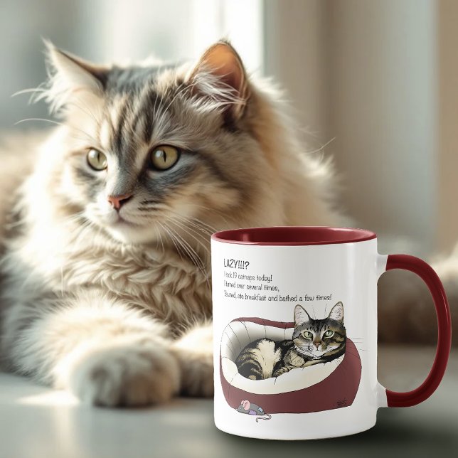 Lazy Cat Bed Green Funny Tasse (Von Creator hochgeladen)