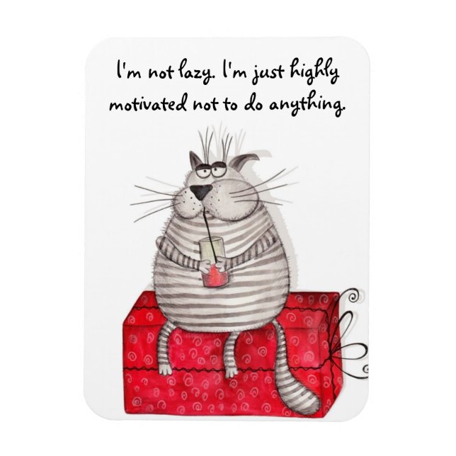 Lazy Cat Funny Magnet Office Quotes (Vertikal)