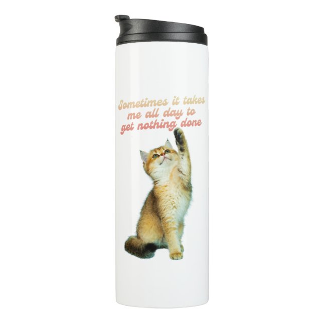 Lazy Cat Lover Funny Niedlich Cat Thermosbecher (Nach rechts gedreht)