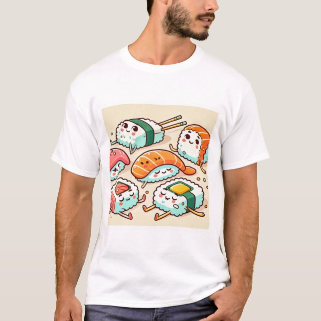 Lazy Cats on Sushi T-Shirt (Vorderseite)