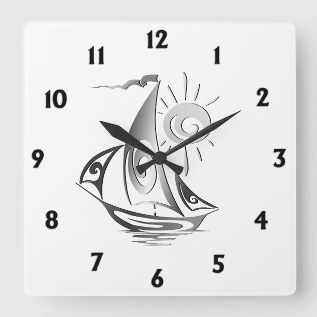 Lazy Day Sailing Quadratische Wanduhr (Vorderseite)