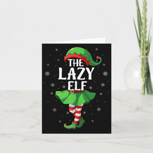 Lazy Elf Christmas Girls Women Elf Squad Xmas Fami Karte (Vorderseite)