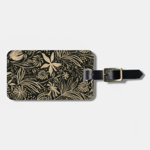 Lazy floral Muster in Gold auf schwarz Gepäckanhänger