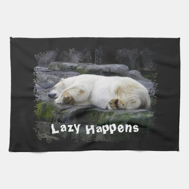 Lazy Happens Polar Bear Geschirrtuch (Horizontal)