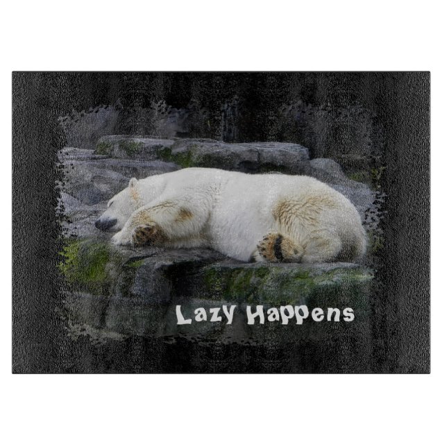 Lazy Happens Polar Bear Schneidebrett (Vorderseite)