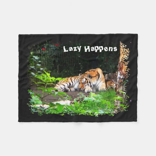 Lazy Happens Siberian Tiger Fleecedecke (Vorderseite (Horizontal))
